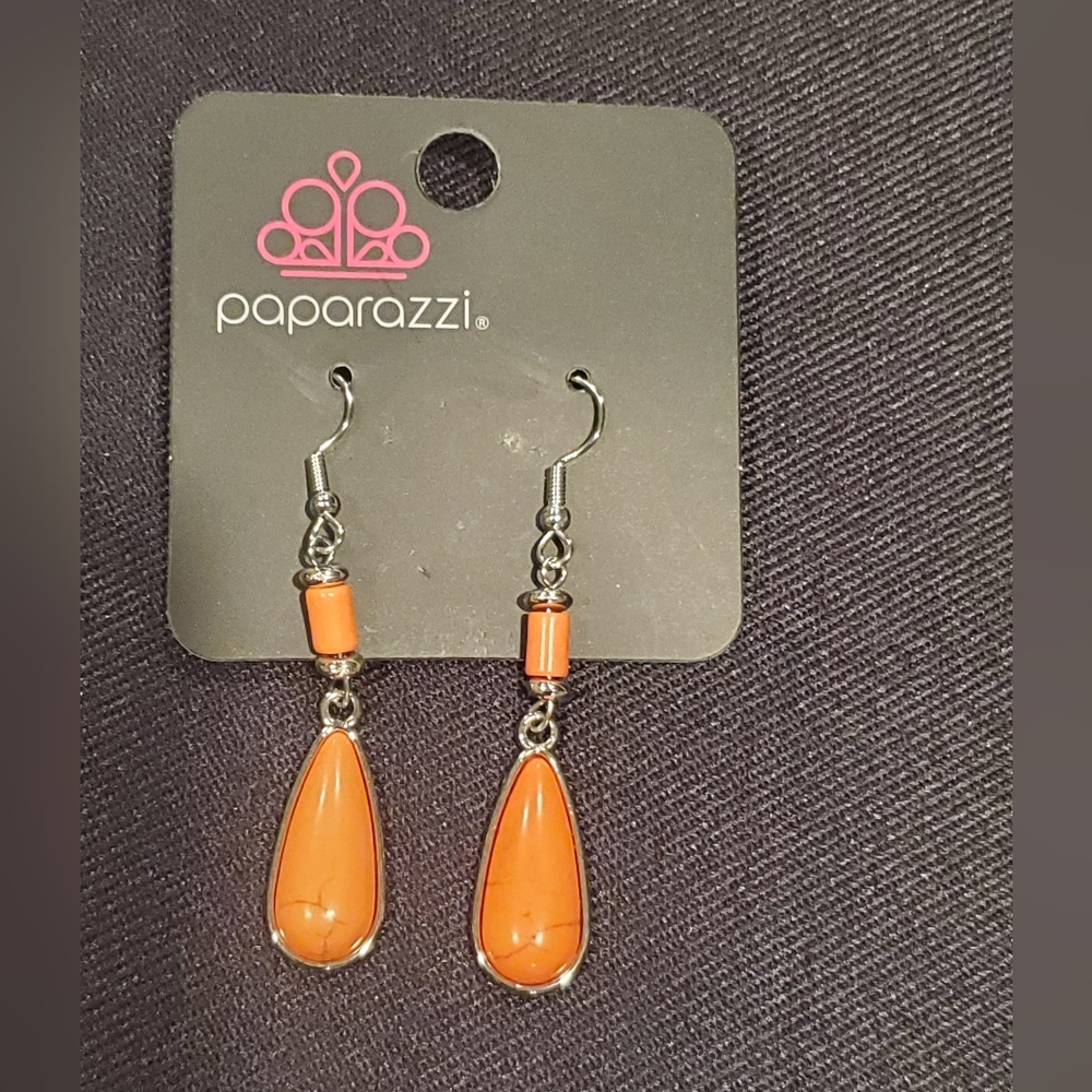 Paparazzi Courageously Canyon Orange Teardrop Earrings